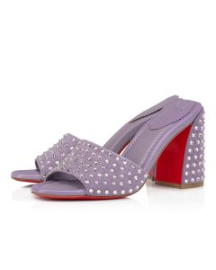 Christian Louboutin Jane Mule Strass Boum 85mm Mules Veau Velours And Strass Boom Parme
