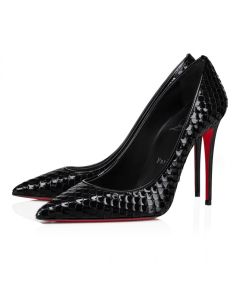 Christian Louboutin Kate 100 Mm Pumps Embossed Patent Calf Leather Birdy Black
