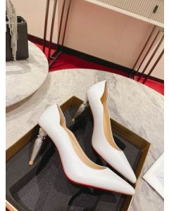 Christian Louboutin Lipstrass Crystal-Embellished Pumps 100MM Nappa Leather White