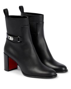 Christian Louboutin Lock Booty 70 Leather Ankle Boots Black
