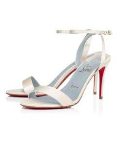 Christian Louboutin Loubigirl 85mm Strappy Sandals Crepe Satin Off White