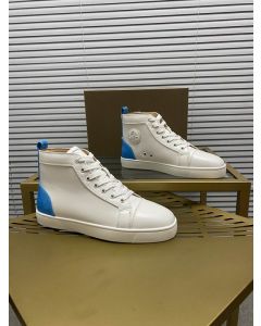 Christian Louboutin Louis High-Top Sneaker Calf White Blue