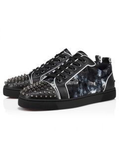 Christian Louboutin Louis Junior Spikes Sneakers Calf Leather Black