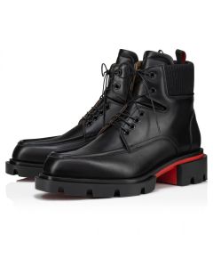 Christian Louboutin Our Walk Lace-Up Boots Calf Leather Black