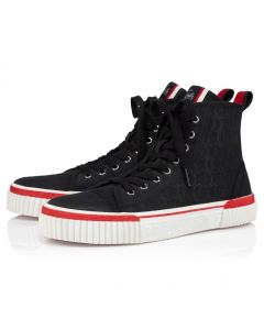 Christian Louboutin Pedro High-Top Sneakers Jacquard Monogram Cl Black