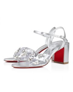 Christian Louboutin Queenie Sandal 70mm Sandals Pvc And Iridecent Nappa Leather Silver
