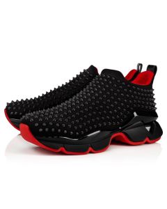 Christian Louboutin Runner Spike Sock Black/black Mat Neoprene Sneaker