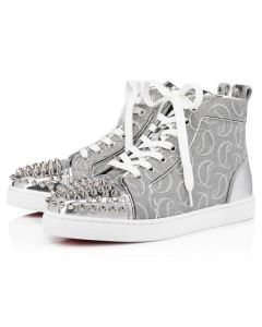 Christian Louboutin Sneaker Lou Spikes Silver Calf