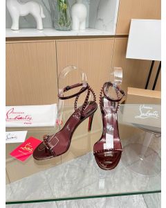 Christian Louboutin So Me 105 mm Sandals Leather Spikes Burgundy