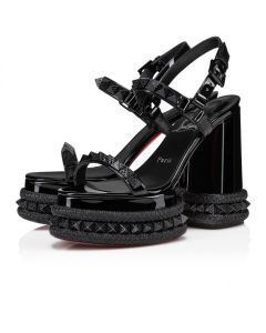 Christian Louboutin Superaclou 130 Mm Platform Sandals Patent Leather Black