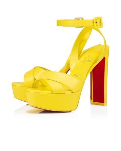 Christian Louboutin Supramariza 130 Mm Strappy Sandals Nappa Leather Yellow Queen