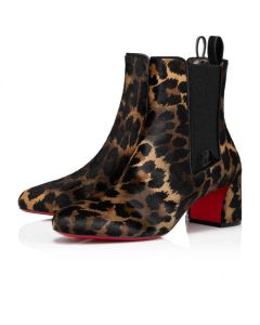 Christian Louboutin Turelastic 55 Mm Low Boots Calf Leather Pony Kitty Leopard